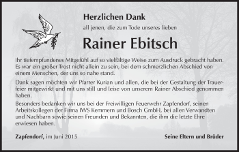 Anzeige von Rainer Ebitsch von MGO