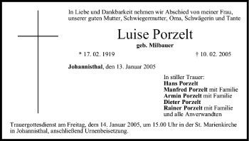 Anzeige von Luise Porzelt von MGO