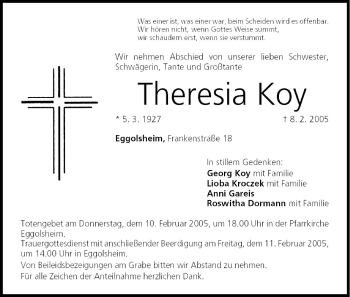 Anzeige von Theresia Koy von MGO