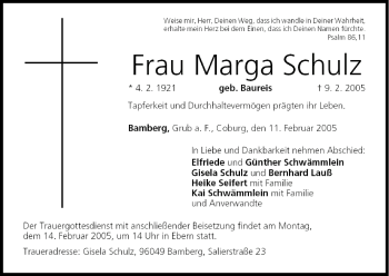 Anzeige von Marga Schulz von MGO