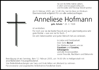 Anzeige von Anneliese Hofmann von MGO