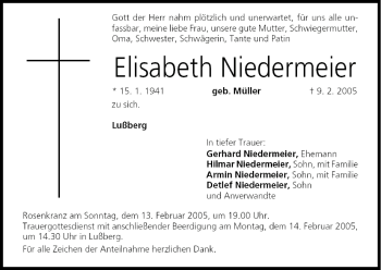 Anzeige von Elisabeth Niedermeier von MGO