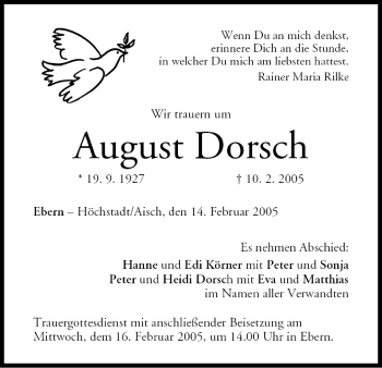 Anzeige von August Dorsch von MGO