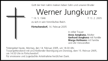 Anzeige von Werner Jungkunz von MGO