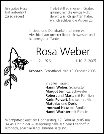Anzeige von Rosa Weber von MGO