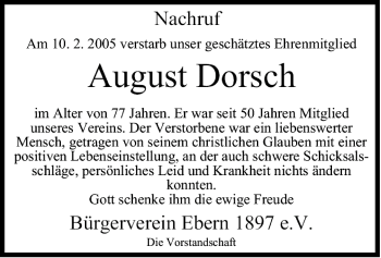 Anzeige von August Dorsch von MGO
