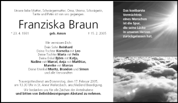 Anzeige von Franziska Braun von MGO
