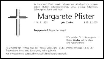 Anzeige von Margarete Pfister von MGO