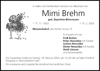 Anzeige von Mimi Brehm von MGO
