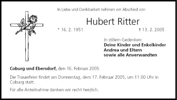 Anzeige von Hubert Ritter von MGO