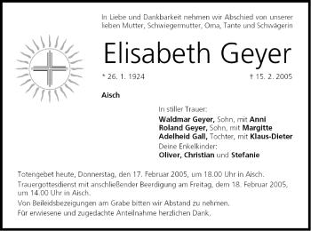 Anzeige von Elisabeth Geyer von MGO