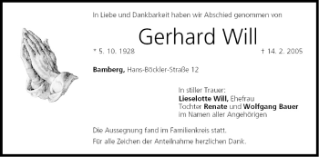 Anzeige von Gerhard Will von MGO
