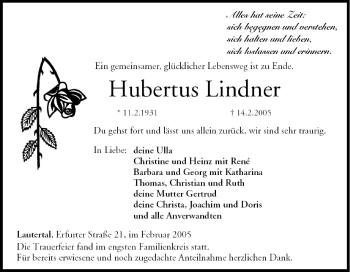 Anzeige von Hubertus Lindner von MGO