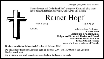 Anzeige von Rainer Hopf von MGO