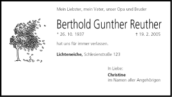 Anzeige von Berthold Gunther von MGO