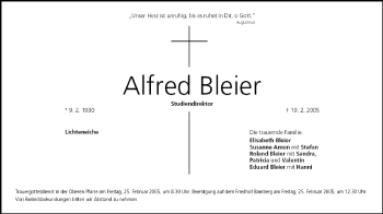 Anzeige von Alfred Bleier von MGO