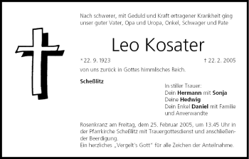 Anzeige von Leo Kosater von MGO