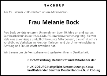 Anzeige von Melanie Bock von MGO
