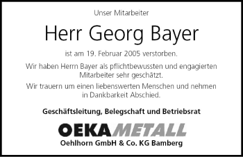 Anzeige von Georg Bayer von MGO
