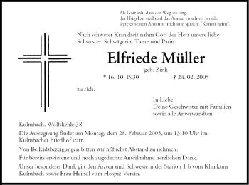 Anzeige von Elfriede Müller von MGO