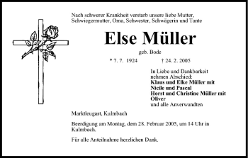 Anzeige von Else Müller von MGO