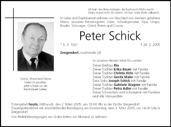 Anzeige von Peter Schick von MGO