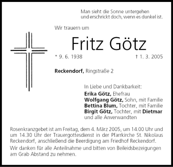 Anzeige von Fritz Götz von MGO