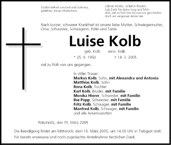 Anzeige von Luise Kolb von MGO