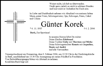Anzeige von Günter Korek von MGO