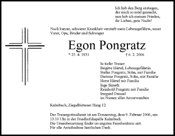 Anzeige von Egon Pongratz von MGO