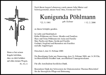 Anzeige von Kunigunda Pöhlmann von MGO