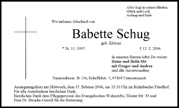 Anzeige von Babette Schug von MGO