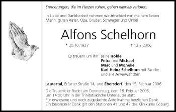 Anzeige von Alfons Schelhorn von MGO