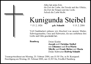 Anzeige von Kunigunda Steibel von MGO