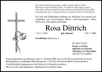 Anzeige von Rosa Dittrich von MGO