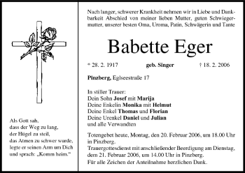 Anzeige von Babette Eger von MGO