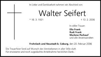 Anzeige von Walter Seifert von MGO