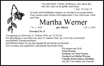 Anzeige von Martha Werner von MGO