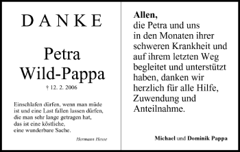 Anzeige von Petra Wild-Pappa von MGO