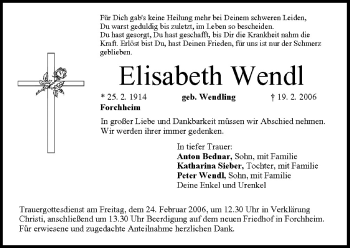 Anzeige von Elisabeth Wendl von MGO