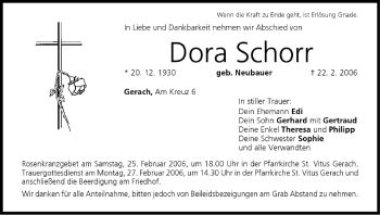 Anzeige von Dora Schorr von MGO