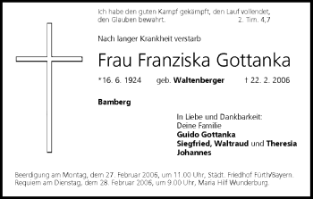 Anzeige von Franziska Gottanka von MGO