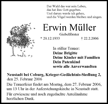 Anzeige von Erwin Müller von MGO