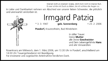 Anzeige von Irmgard Patzig von MGO
