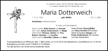 Anzeige von Maria Dotterweich von MGO
