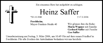 Anzeige von Heinz Saffer von MGO