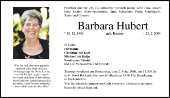 Anzeige von Barbara Hubert von MGO