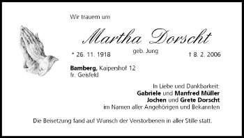 Anzeige von Martha Dorscht von MGO