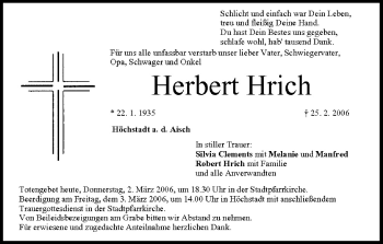 Anzeige von Herbert Hrich von MGO