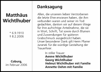 Anzeige von Matthäus Wichtlhuber von MGO